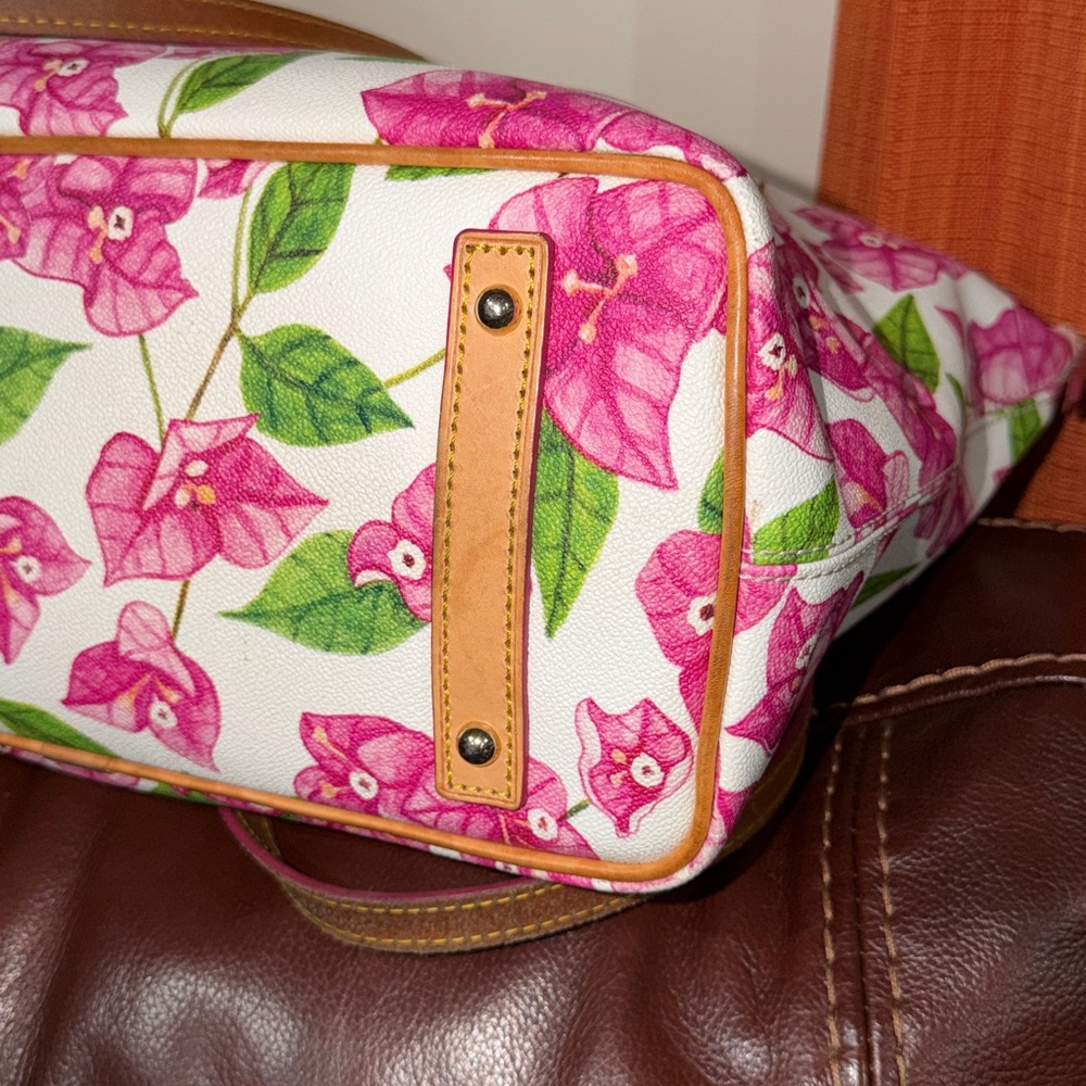 SOLD🔥🔥🔥Dooney & Bourke Pink Floral Zip Top Tote Shoulder Bag - Picture 7 of 14